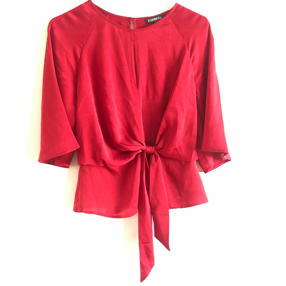 NWT Express Red Blouse with Tie Front